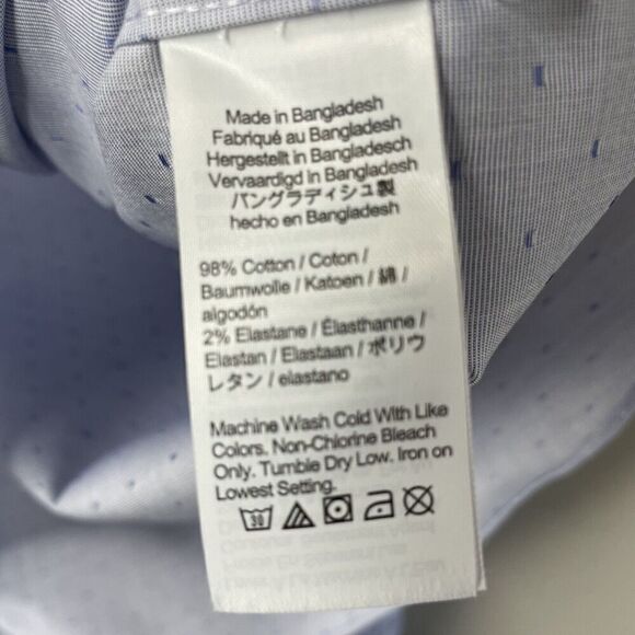 J.CREW Dress Shirt Mens XL Slim Blue Dot Button Up Point Collar BV488 - Picture 11 of 13